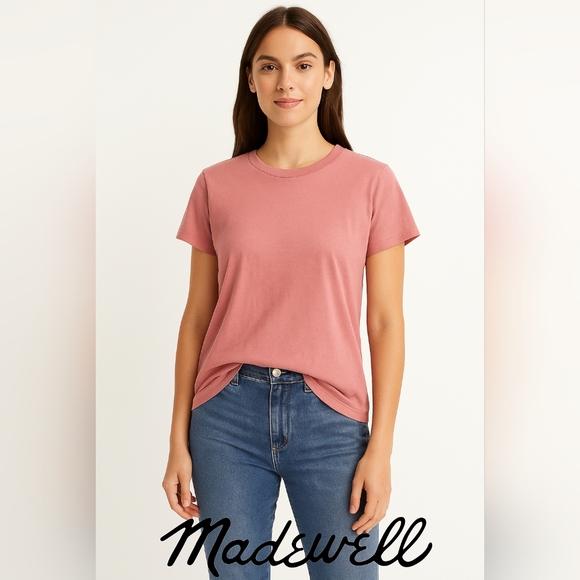 Madewell Tops - NWT Madewell Whisper Cotton Crewneck Tee Pink Short Sleeve Size Medium